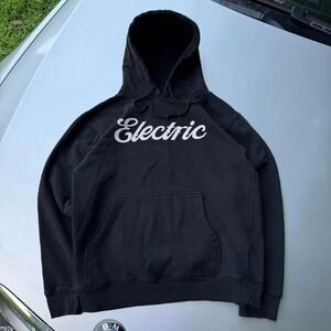 2000s Y2K heavyweight Surfwear Black and white Electric hoodiea
